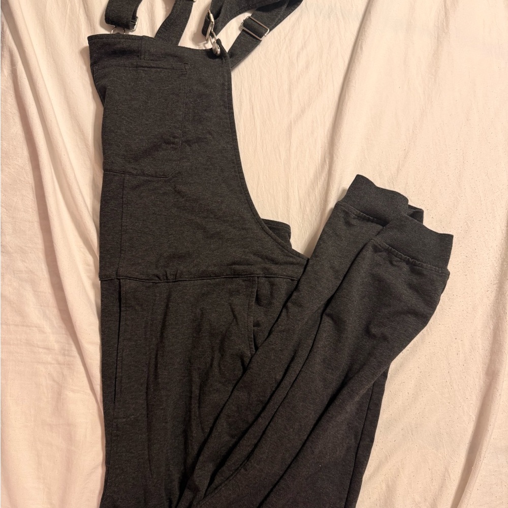 Swoveralls Dark Gray Knit Overalls, sweatpants overalls
